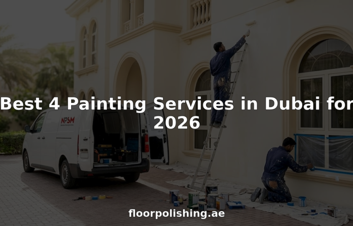 Painters working on a Dubai villa exterior