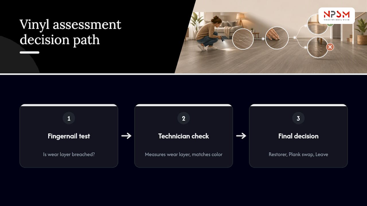 Decision path for vinyl scratch assessment