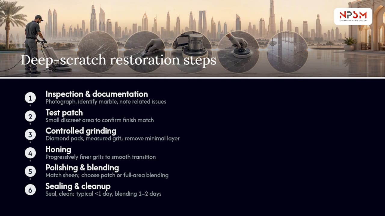 Marble scratch repair steps and timing