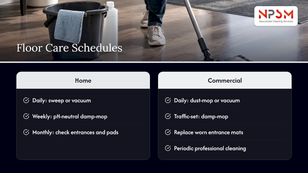 Home and commercial floor care schedule