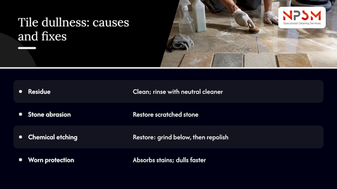 Tile dullness causes linked to recommended fixes