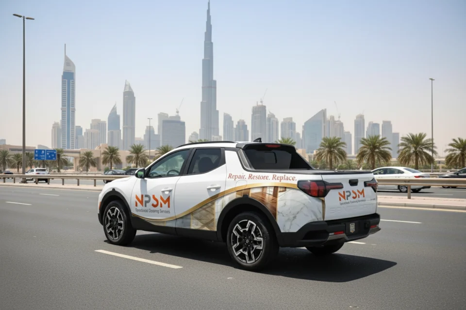 NPSM-branded vehicle on a Dubai road